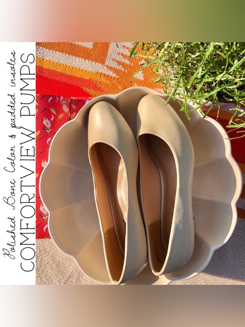 Comfortview Polished Bone Colored Pumps